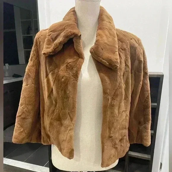 Real Mink Fur Sz S 3/4 sleeve Coat